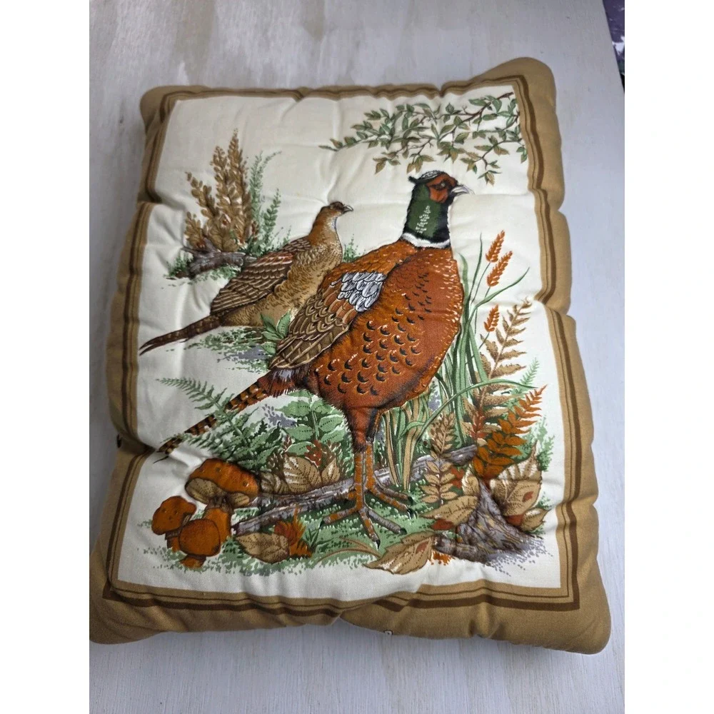 Vintage Pheasant Wildlife Decorative Throw Pillow Rustic Lodge Cabin Decor 16x13